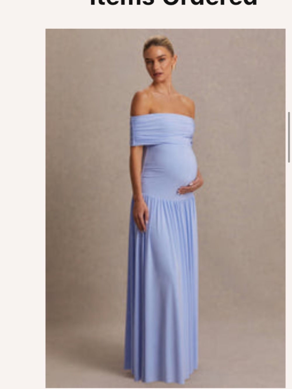 Club London Off-Shoulder Maternity Maxi Dress - Light Blue